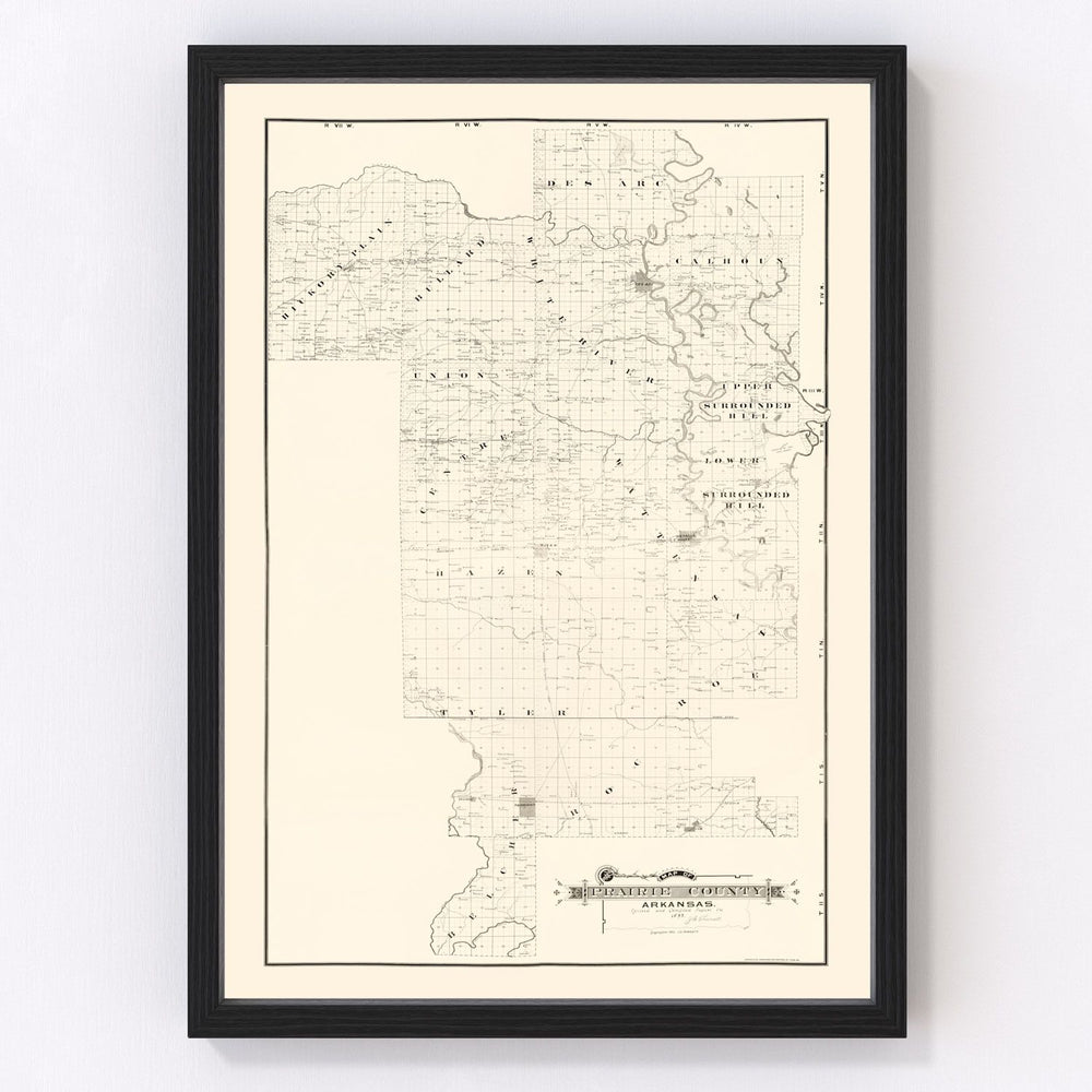 Prairie County Vintage Map 1892