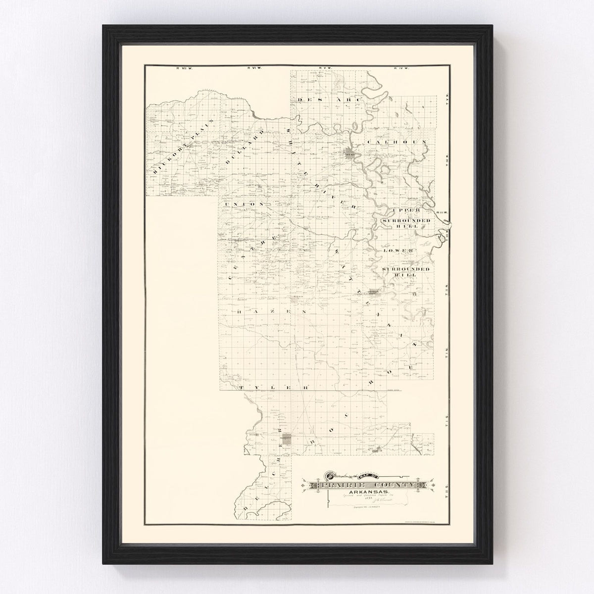 Prairie County Vintage Map 1892