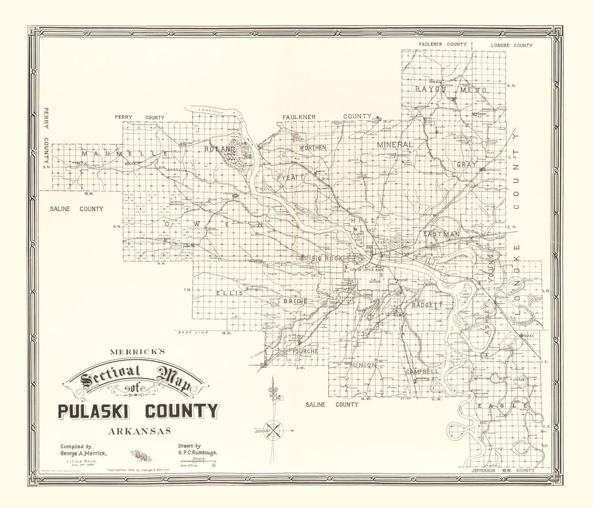 Preview of Vintage Map of Pulaski County, Arkansas 1898
