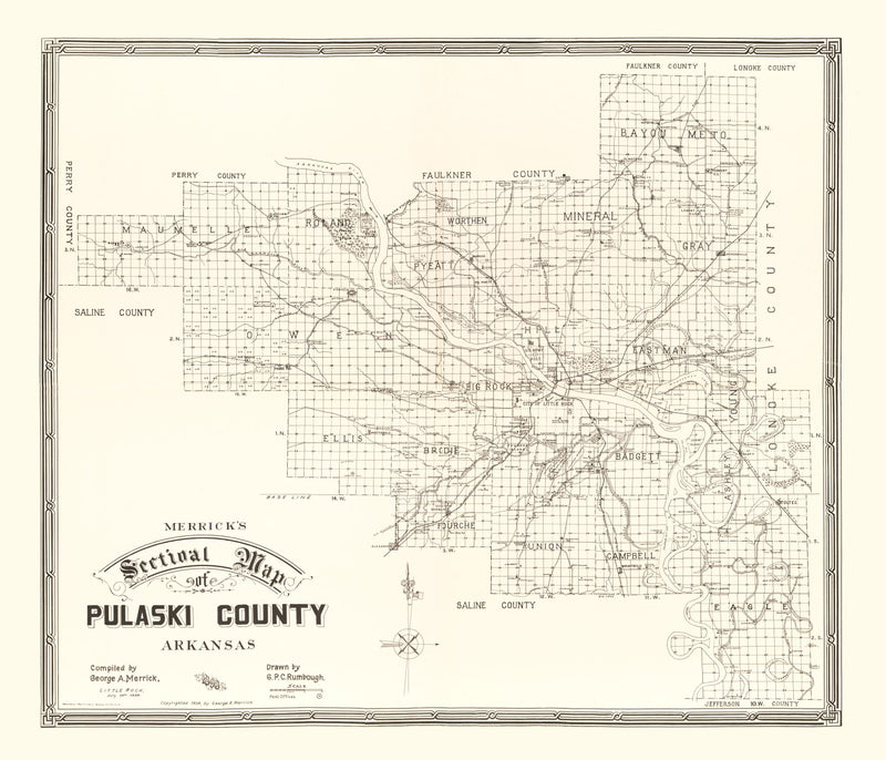 Size comparison using Vintage Map of Pulaski County, Arkansas 1898