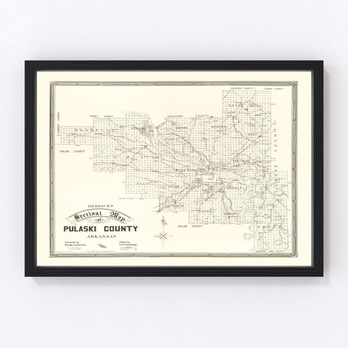 Pulaski County Vintage Map 1898