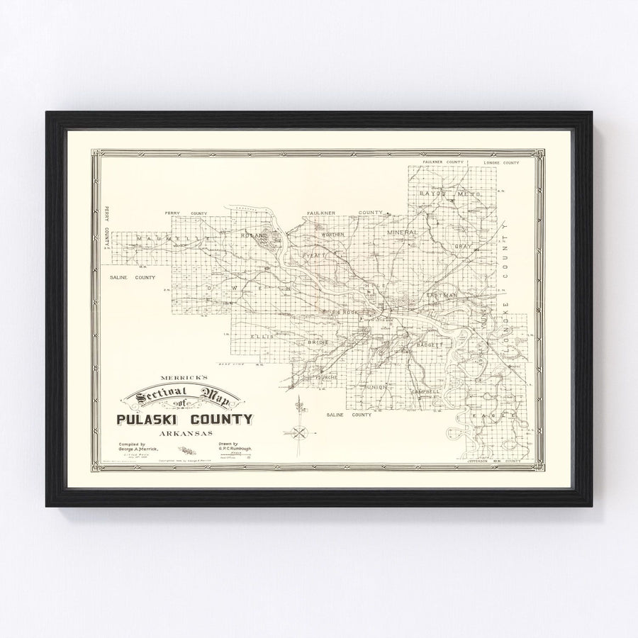 Vintage Map of Pulaski County, Arkansas 1898