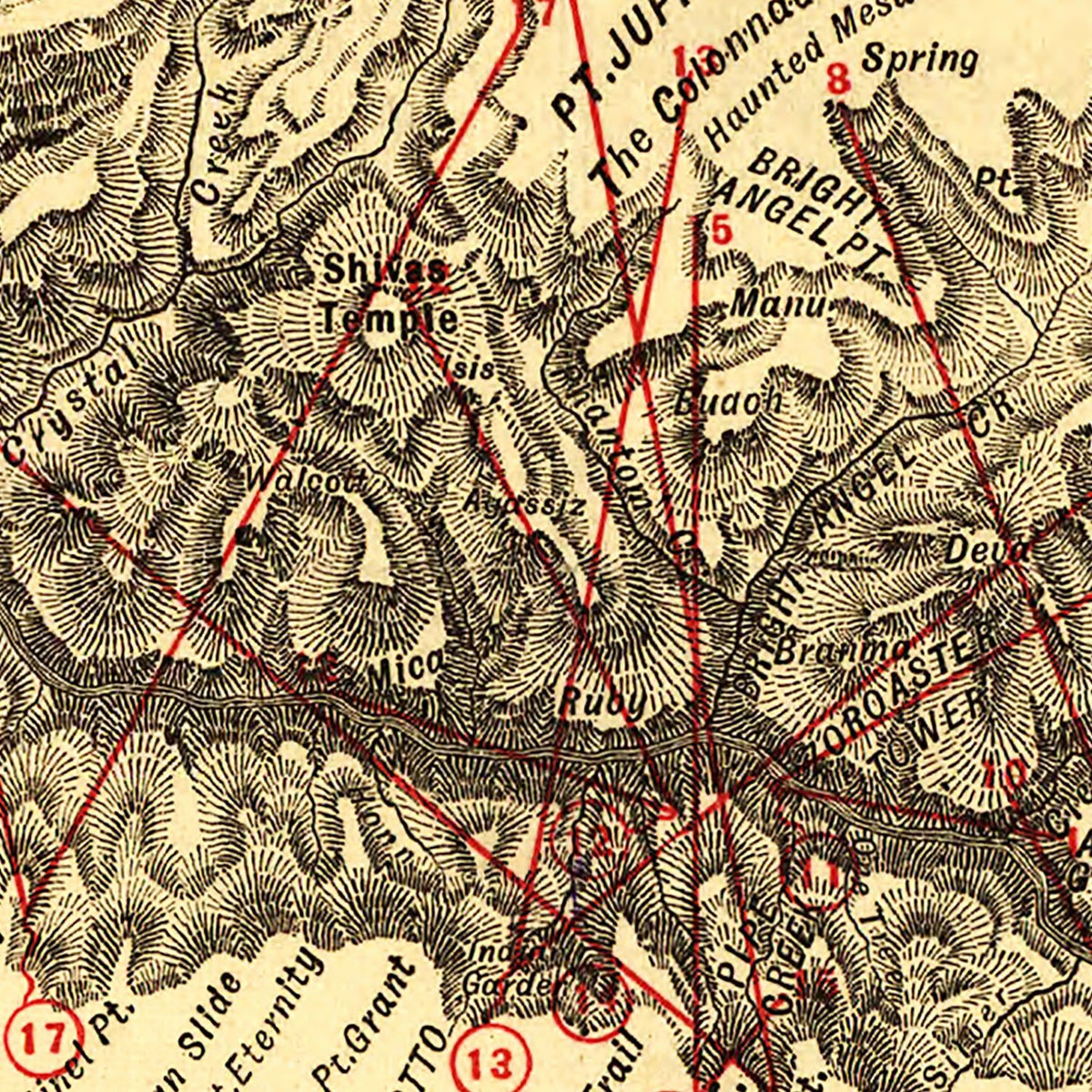 Restored historic details from the 1904 region map of County, Arizona