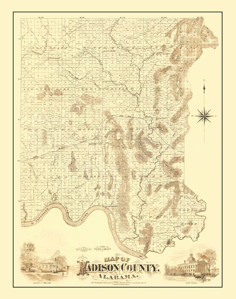 Size comparison using Vintage Map of Madison County, Alabama 1875
