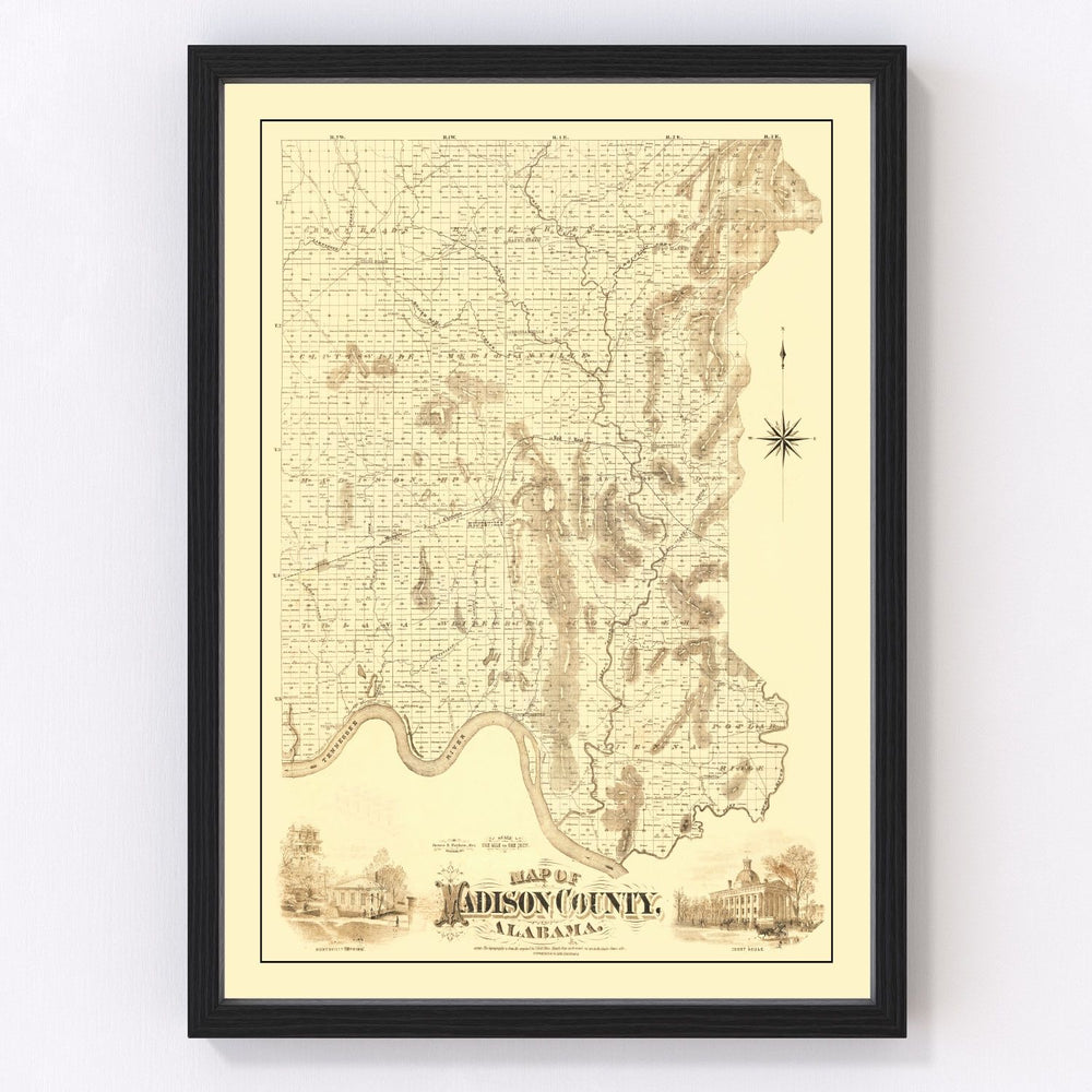Madison County Vintage Map 1875