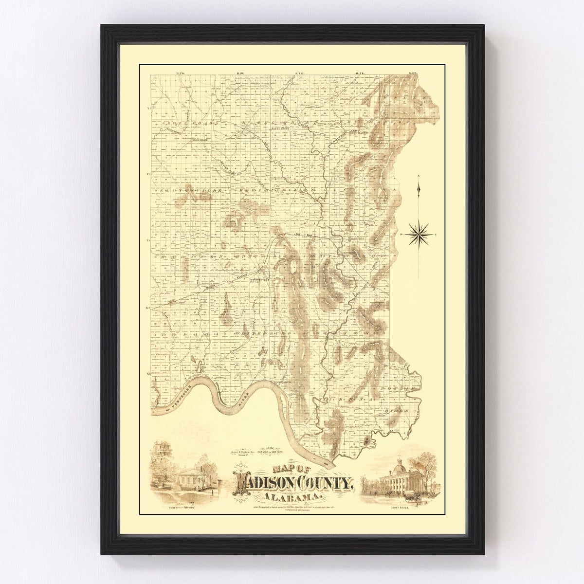 Madison County Vintage Map 1875