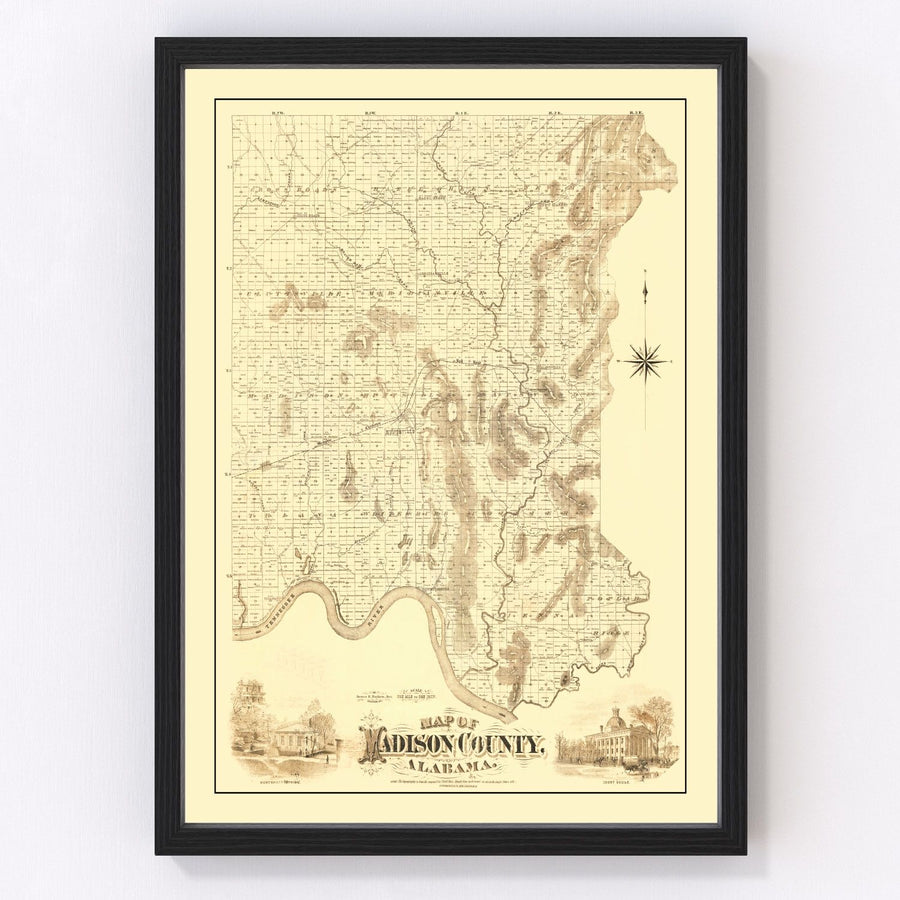 Vintage Map of Madison County, Alabama 1875