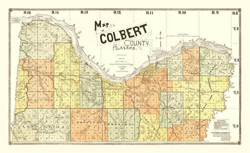 Size comparison using Vintage Map of Colbert County, Alabama 1896