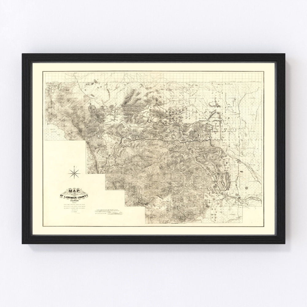 Larimer County Vintage Map 1884
