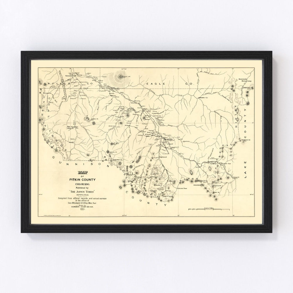 Pitkin County Vintage Map 1884