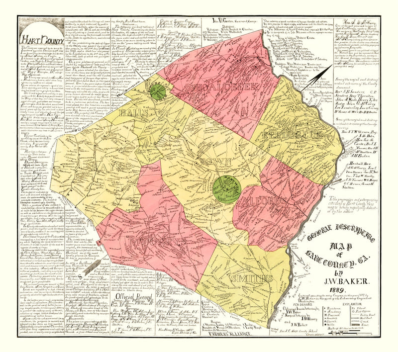 Size comparison using Vintage Map of Hart County, Georgia 1889