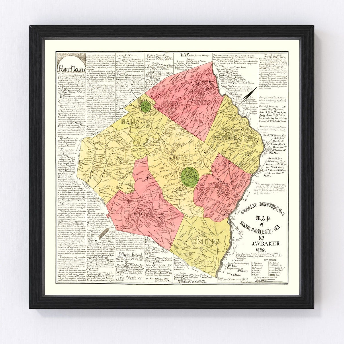Hart County Vintage Map 1889