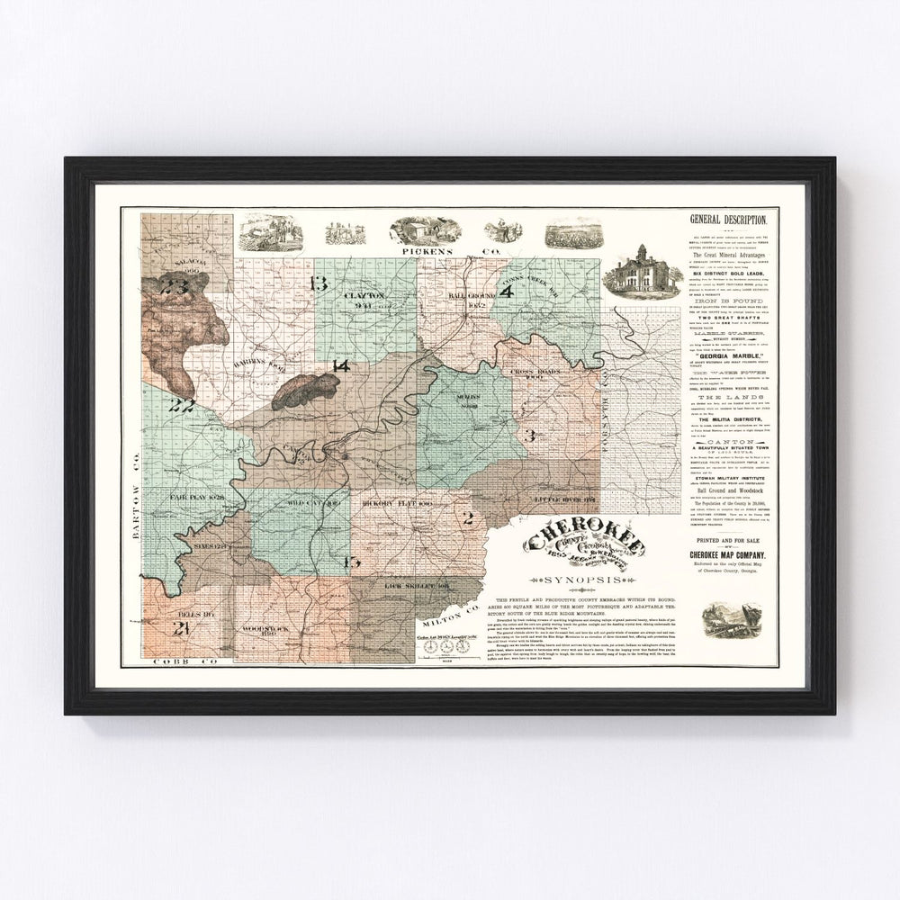 Cherokee County Vintage Map 1895