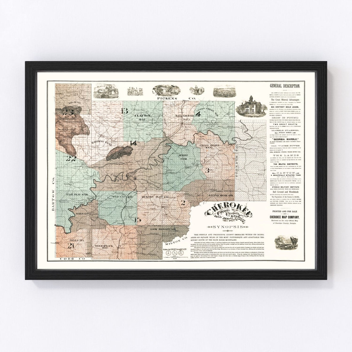 Cherokee County Vintage Map 1895
