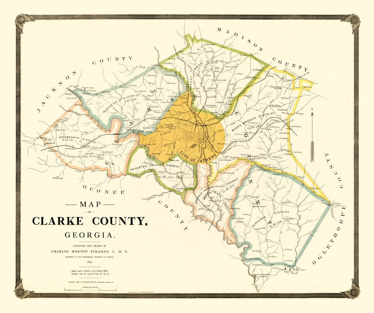 Preview of Vintage Map of Clarke County, Georgia 1893