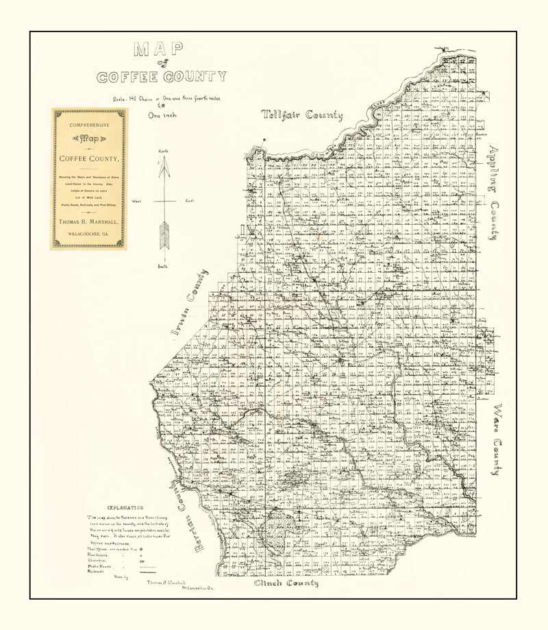 Size comparison using Vintage Map of Coffee County, Georgia 1891