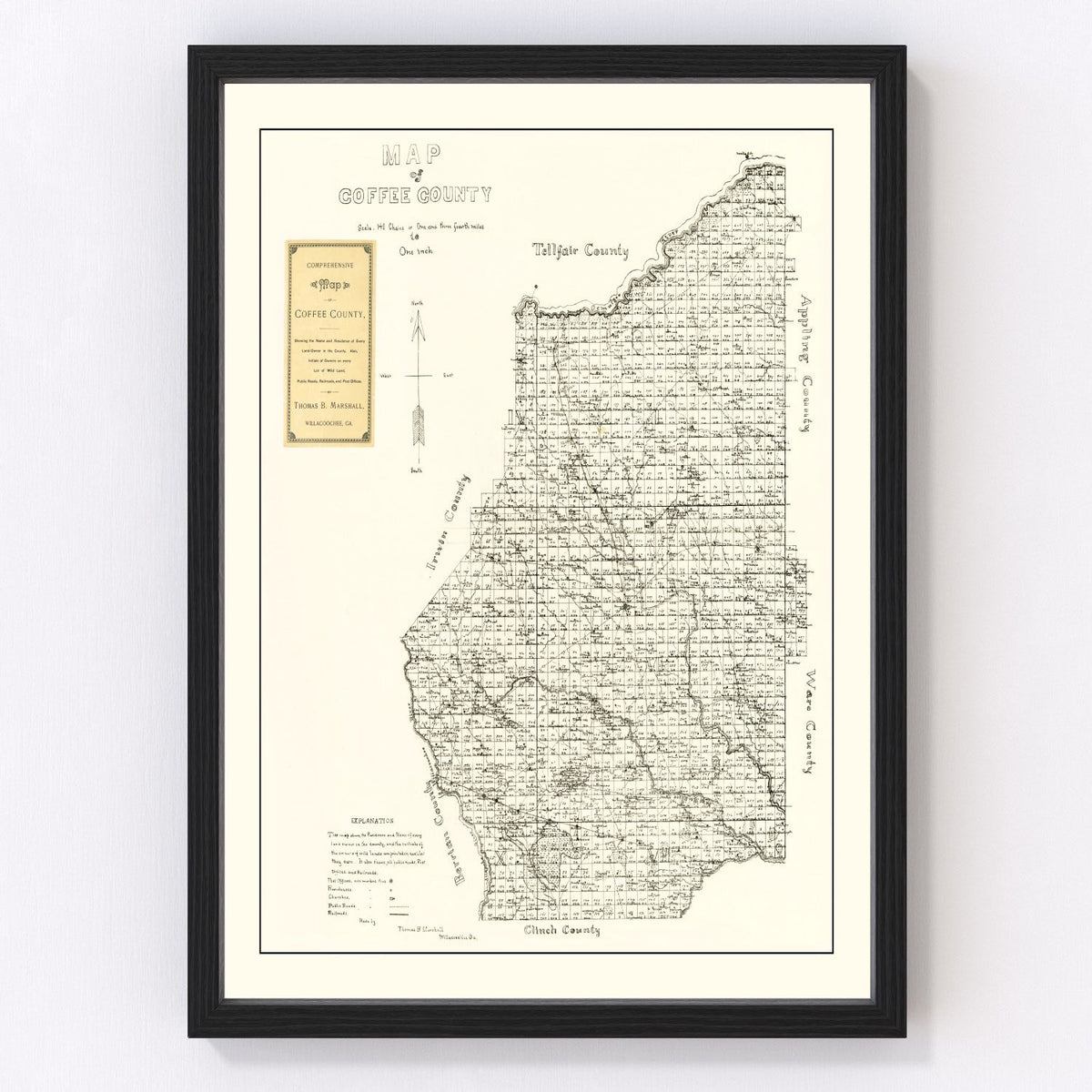 Coffee County Vintage Map 1891