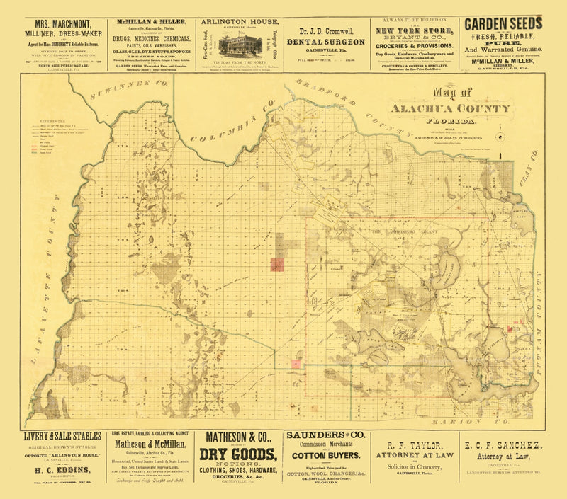 Size comparison using Vintage Map of Alachua County, Florida 1880