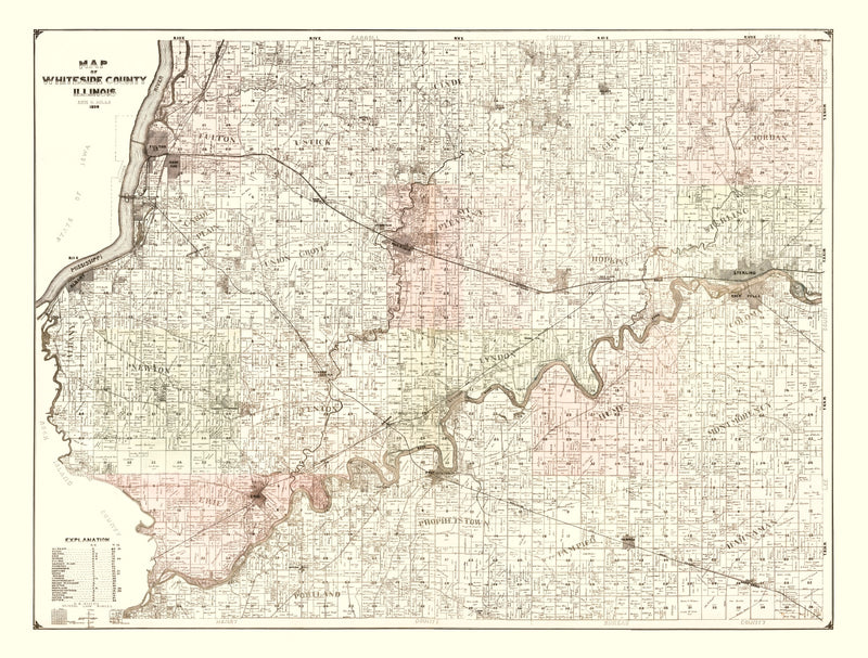 Size comparison using Vintage Map of Whiteside County, Illinois 1896