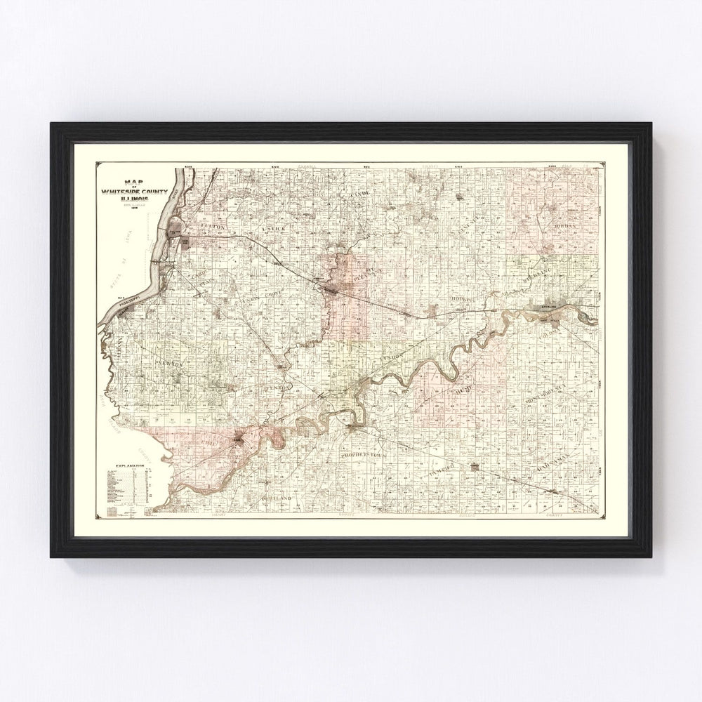Whiteside County Vintage Map 1896
