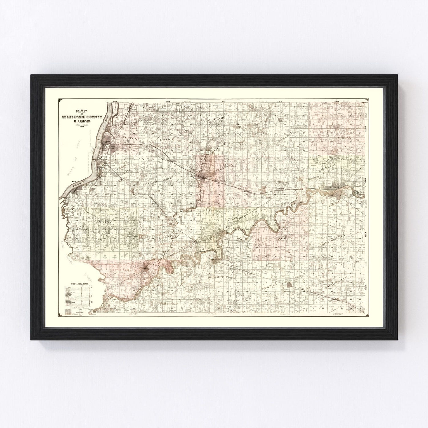 Whiteside County Vintage Map 1896
