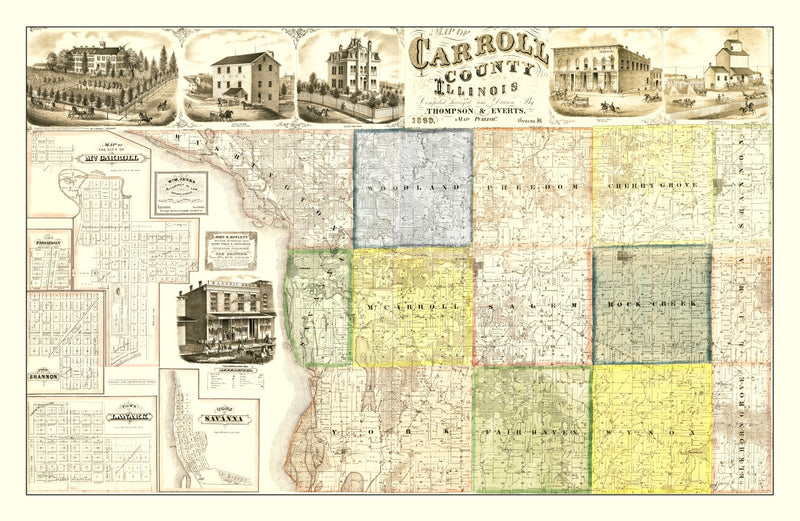 Size comparison using Vintage Map of Carroll County, Illinois 1869