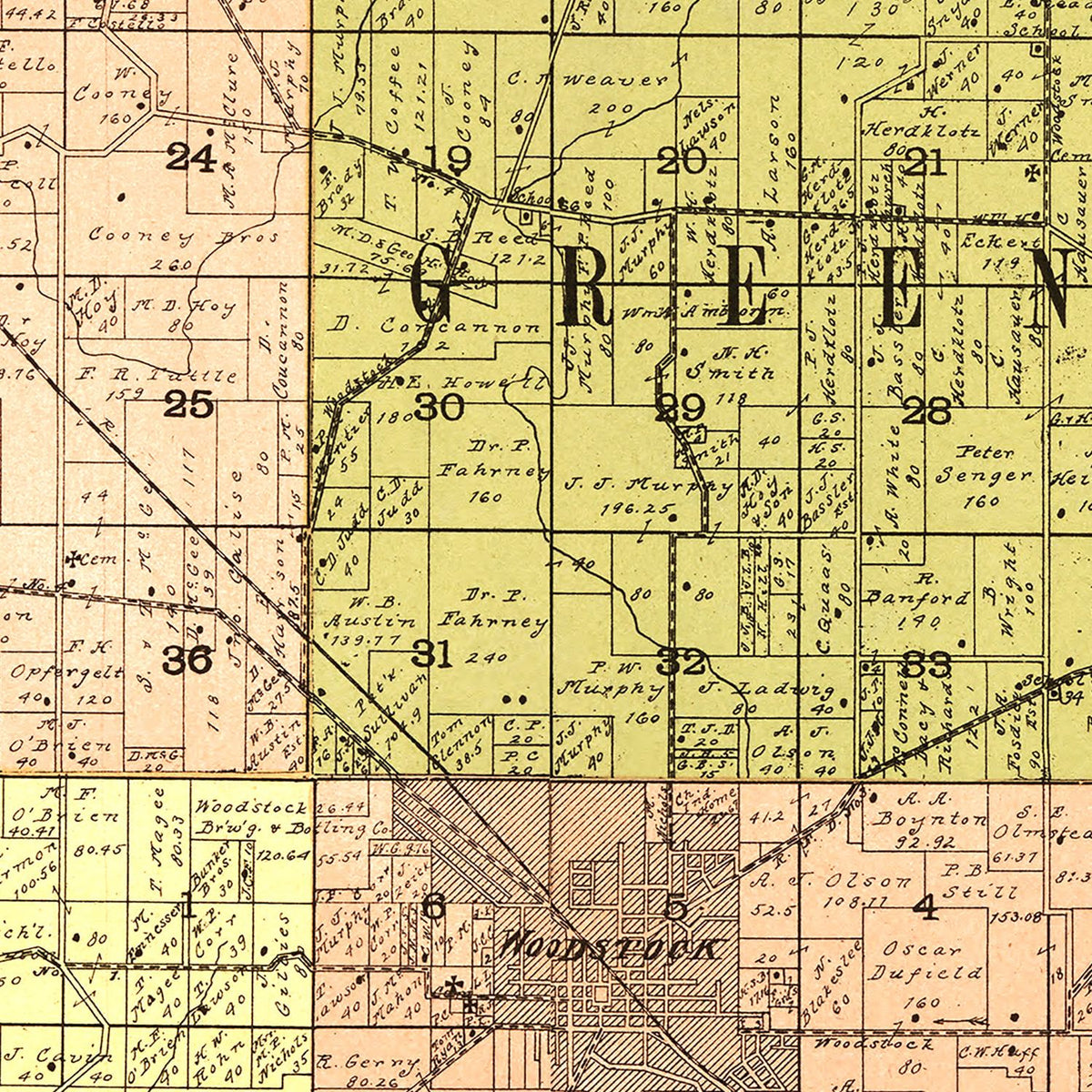 Restored historic details from the 1903 county map of McHenry County, Illinois