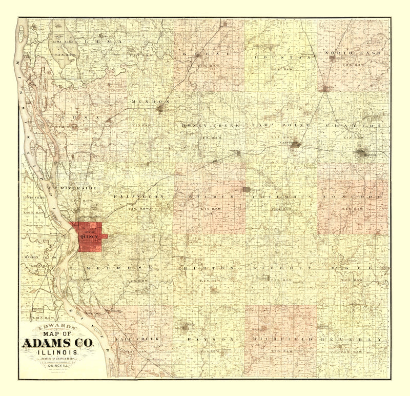 Size comparison using Vintage Map of Adams County, Illinois 1889