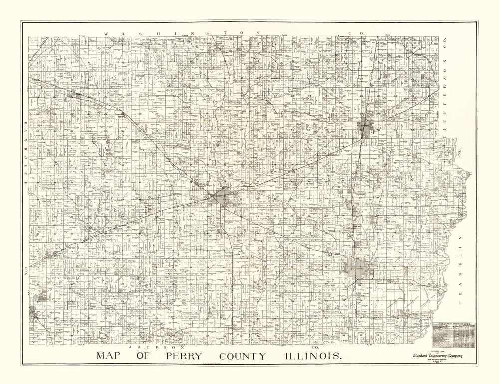 Vintage Map of Perry County, Illinois 1908 print style example