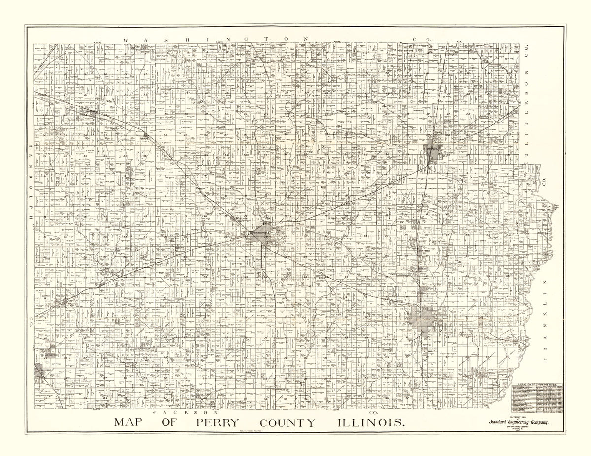 Preview of Vintage Map of Perry County, Illinois 1908