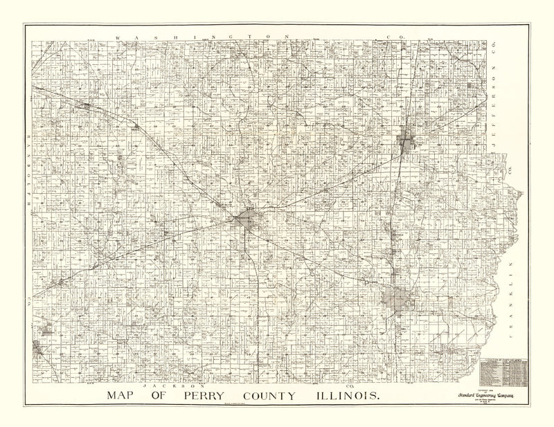 Size comparison using Vintage Map of Perry County, Illinois 1908