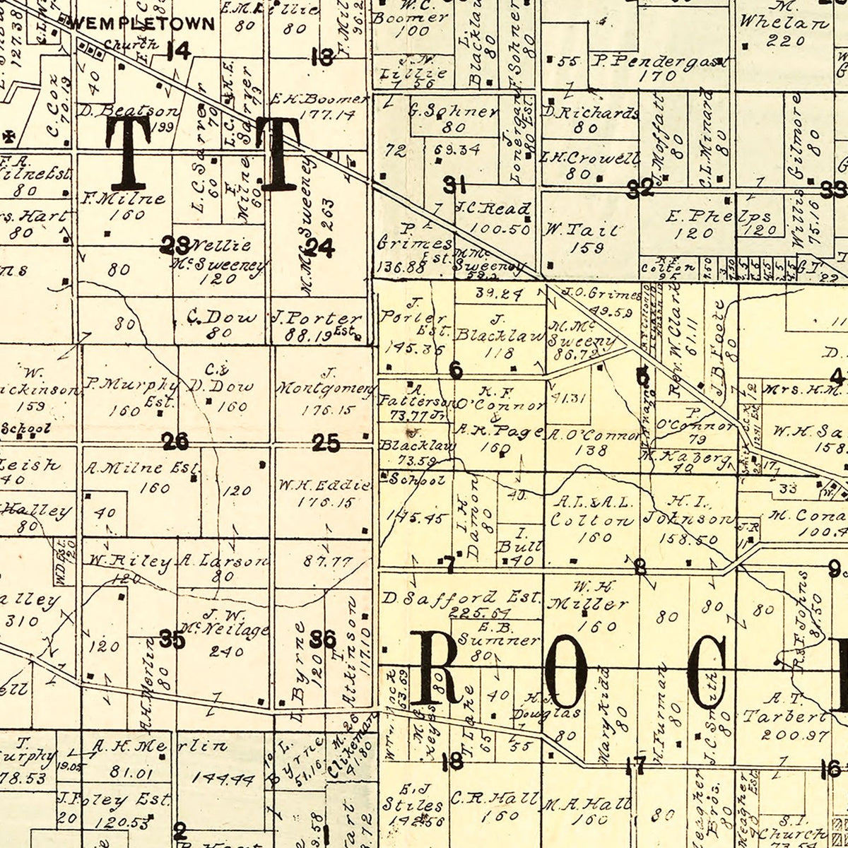 Restored historic details from the 1902 county map of Winnebago County, Illinois