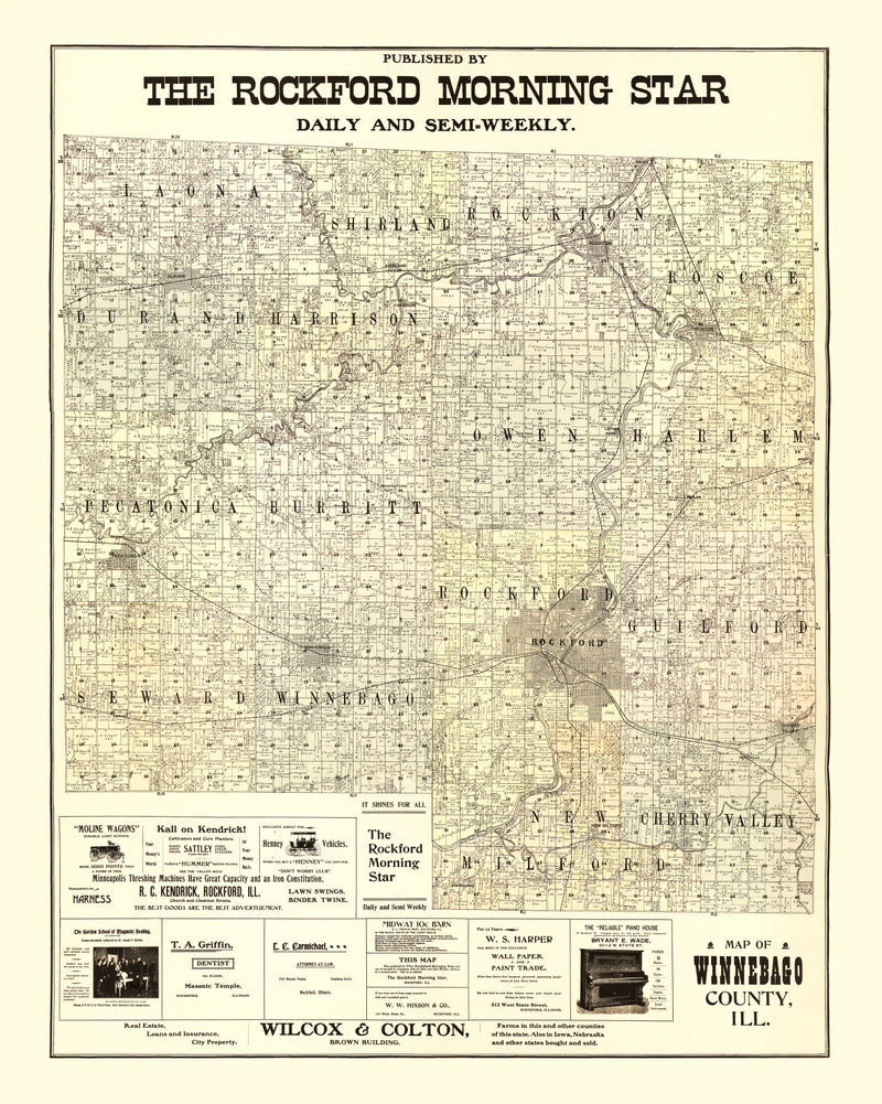 Size comparison using Vintage Map of Winnebago County, Illinois 1902