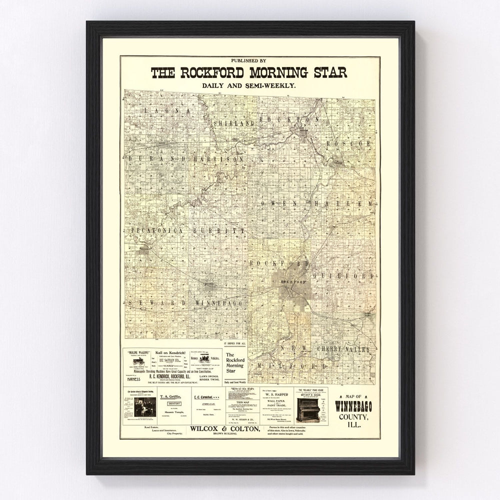 Winnebago County Vintage Map 1902