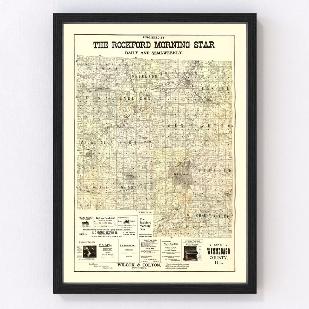 Winnebago County Vintage Map 1902