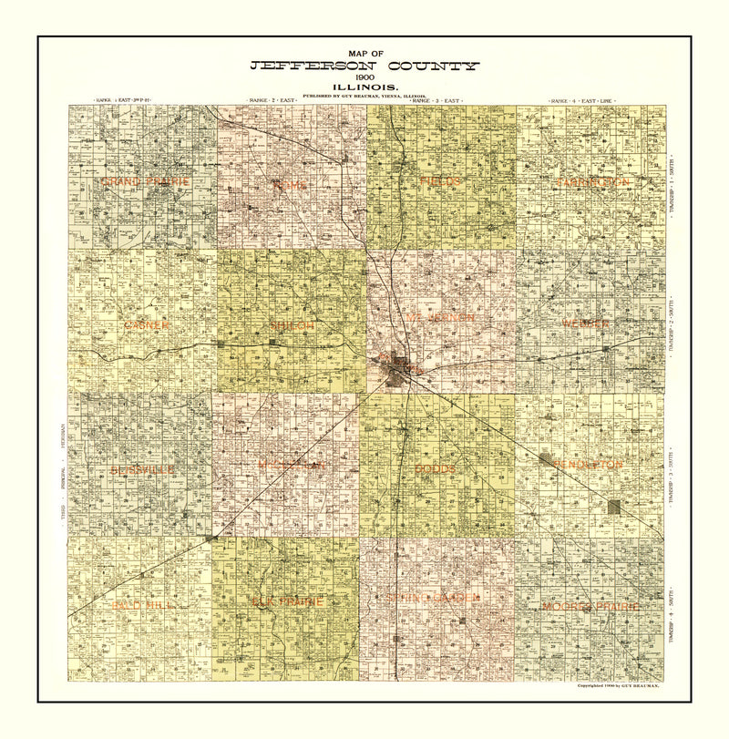 Size comparison using Vintage Map of Jefferson County, Illinois 1900