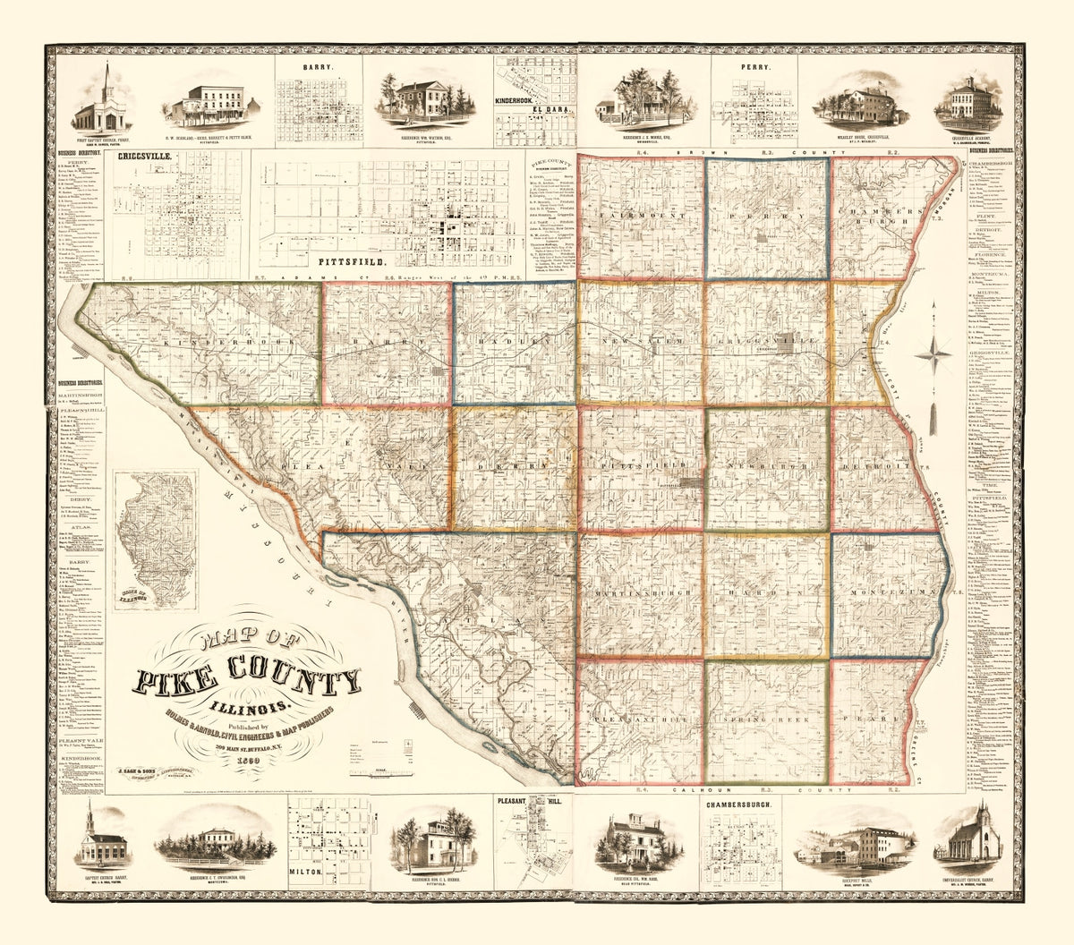 Preview of Vintage Map of Pike County, Illinois 1860