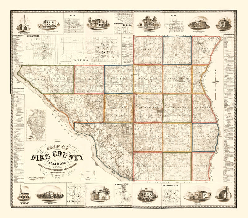 Size comparison using Vintage Map of Pike County, Illinois 1860