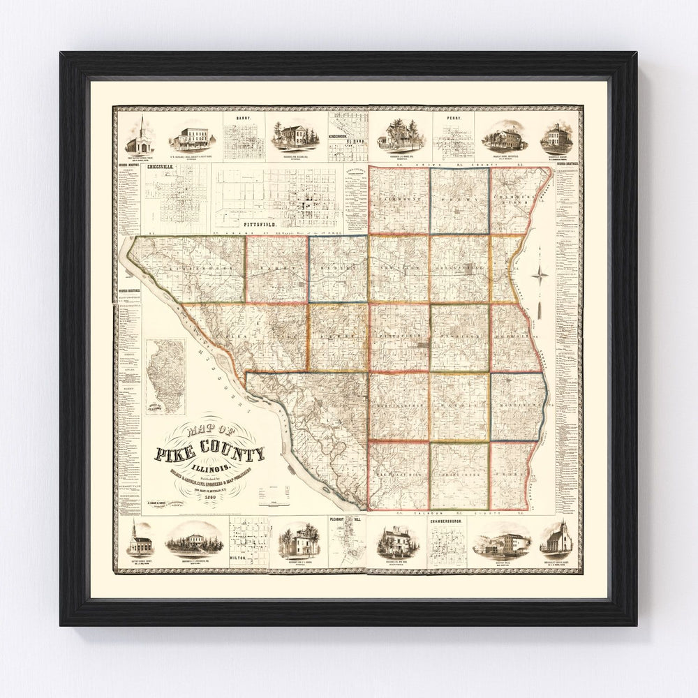 Pike County Vintage Map 1860