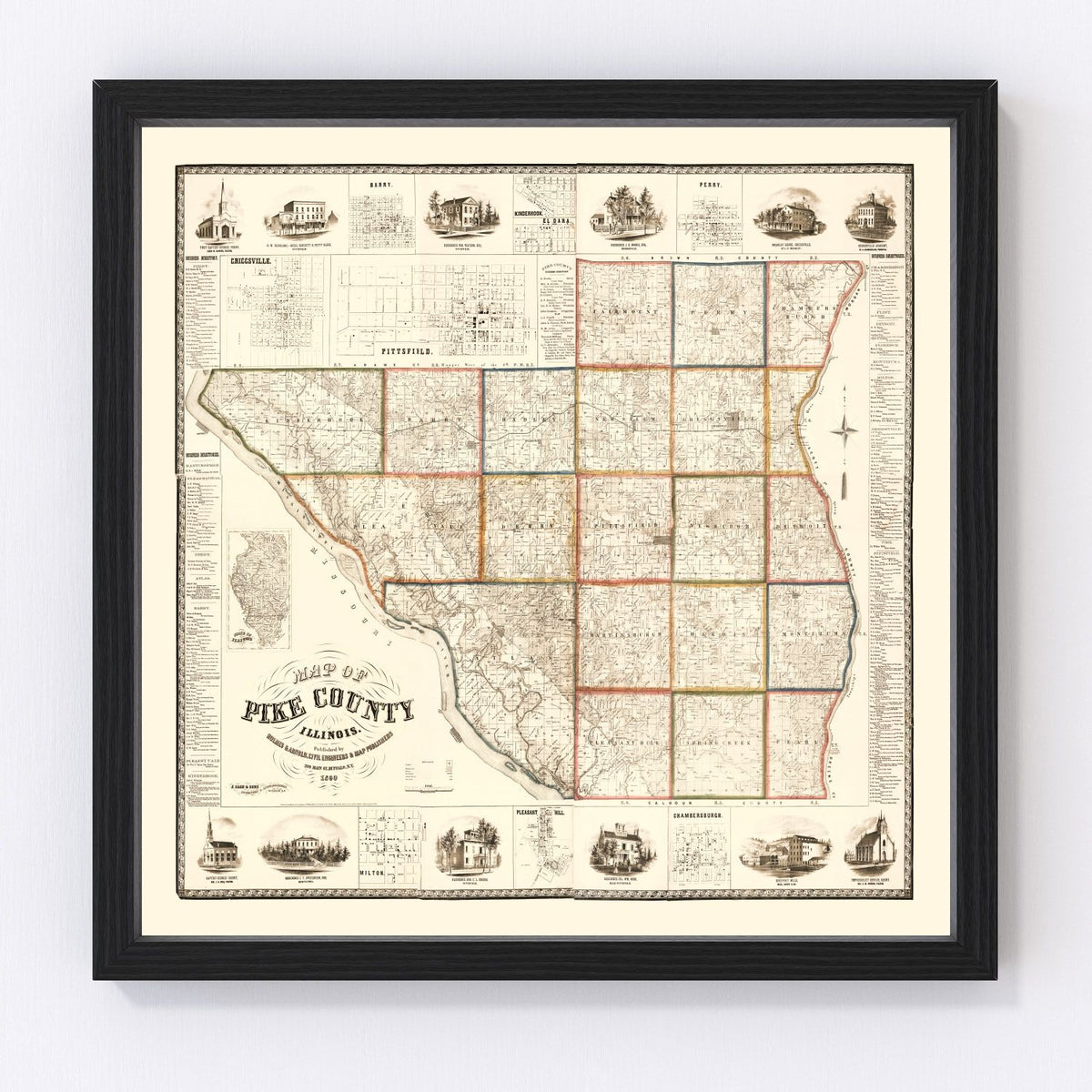Pike County Vintage Map 1860