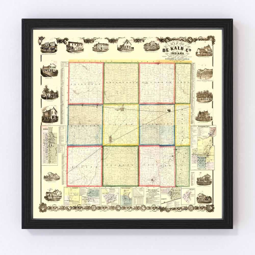 Dekalb County Vintage Map 1863