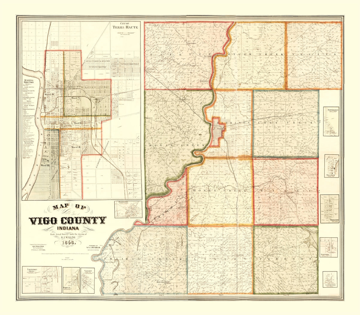 Preview of Vintage Map of Vigo County, Indiana 1858