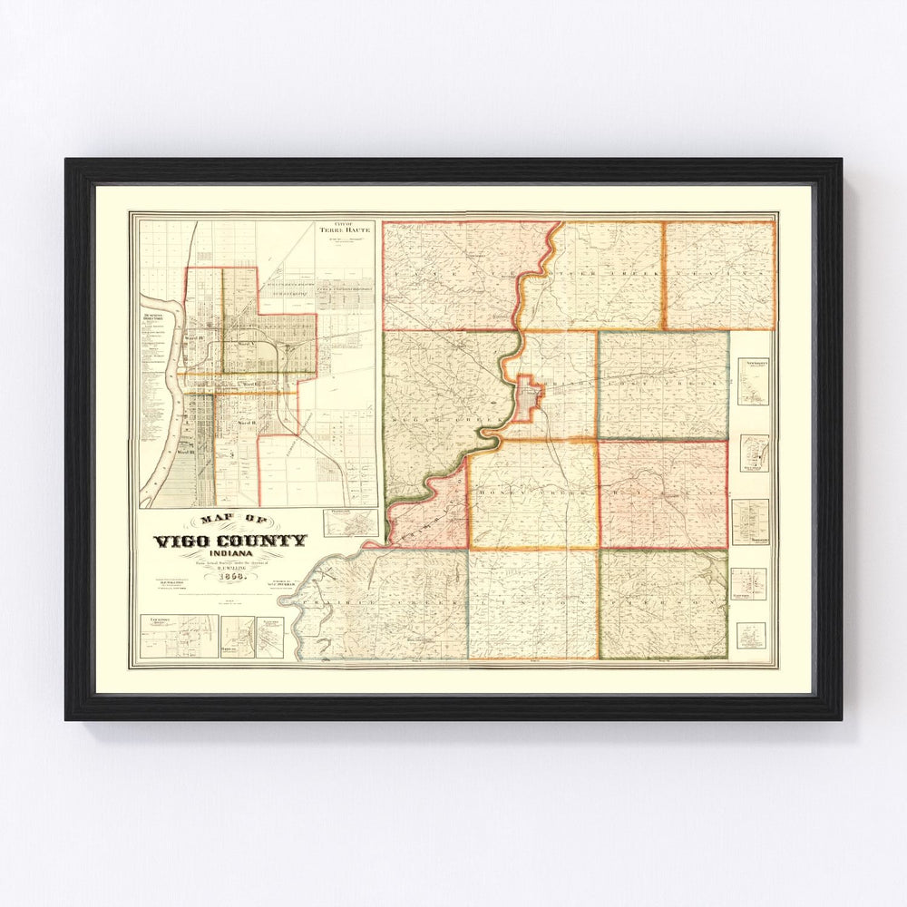 Vigo County Vintage Map 1858
