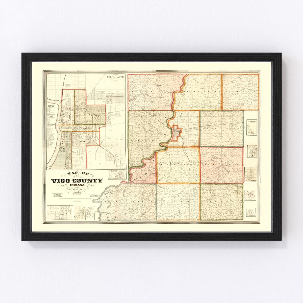 Vigo County Vintage Map 1858