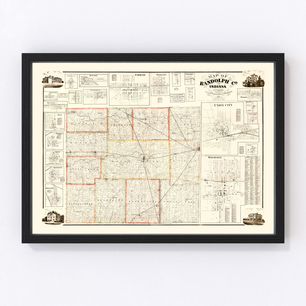 Randolph County Vintage Map 1865
