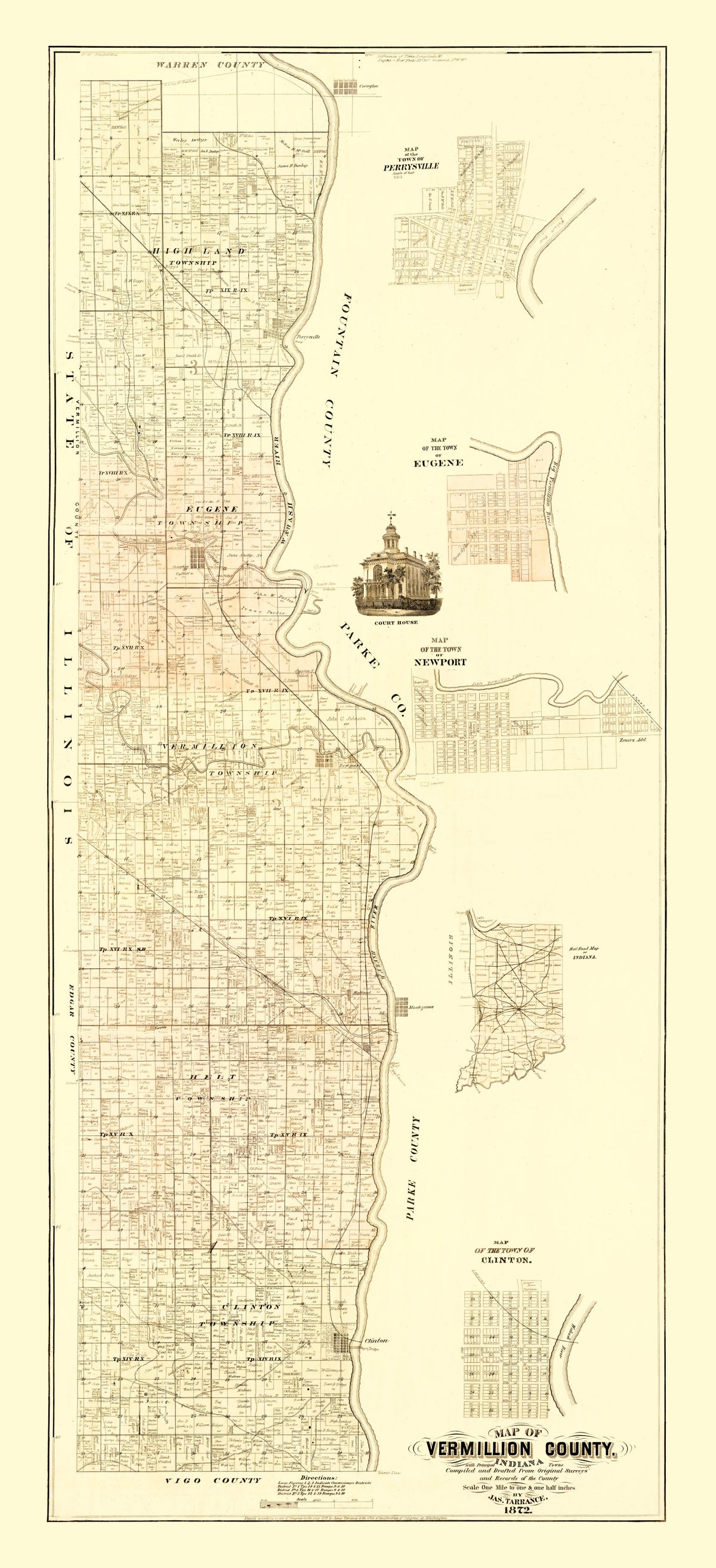 Preview of Vintage Map of Vermillion County, Indiana 1872