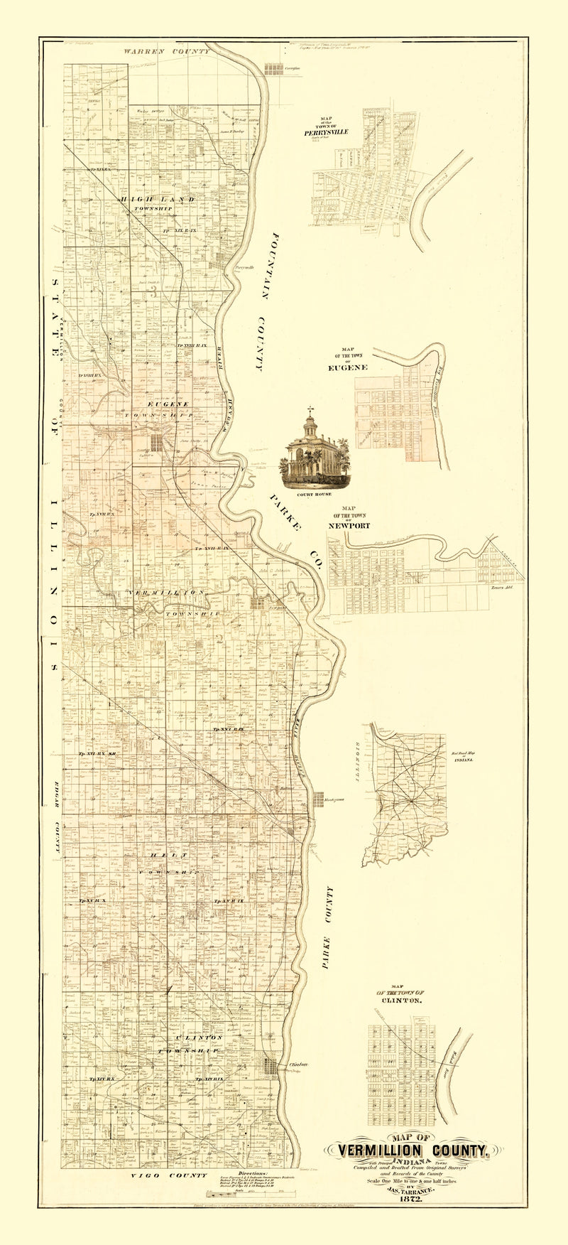 Size comparison using Vintage Map of Vermillion County, Indiana 1872