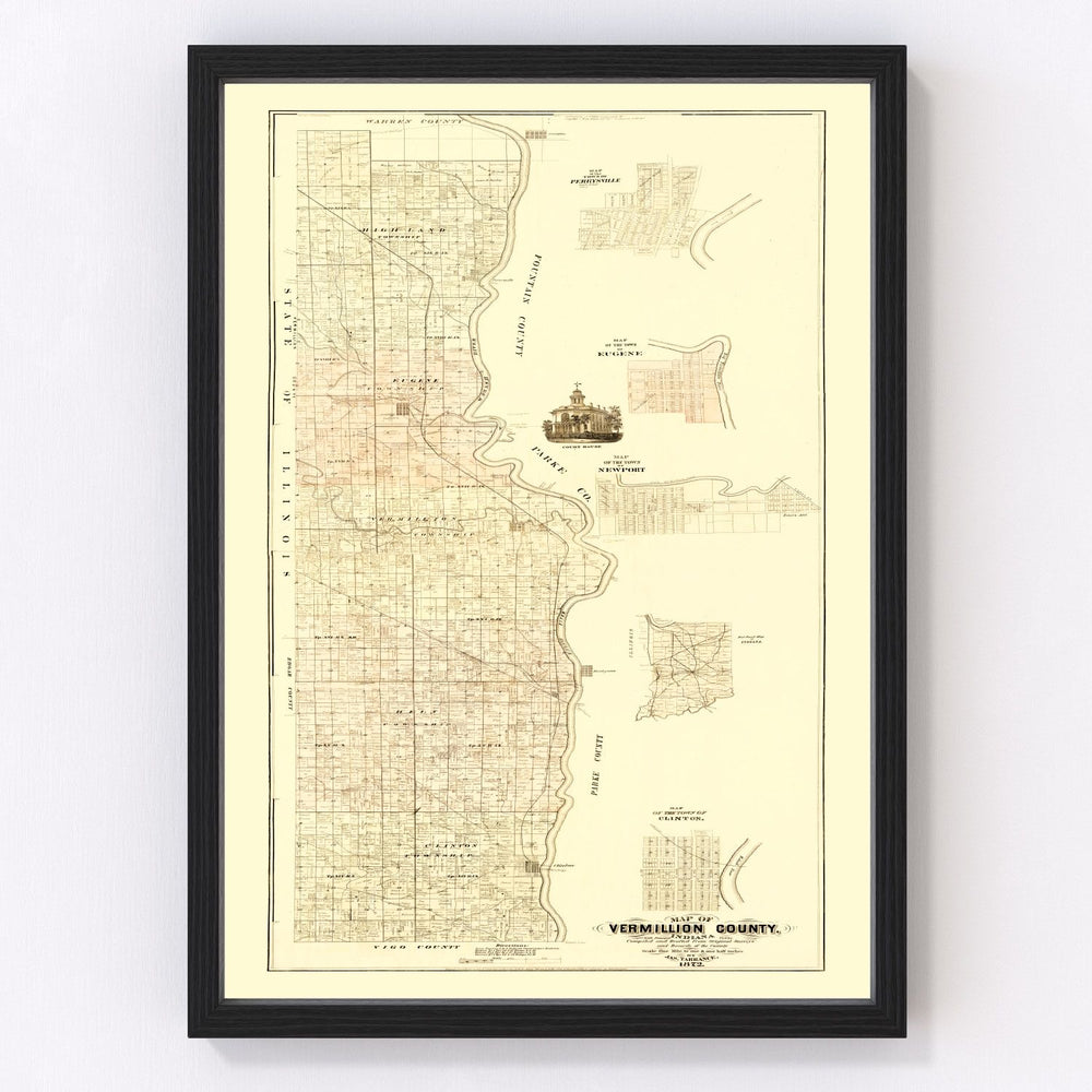 Vermillion County Vintage Map 1872