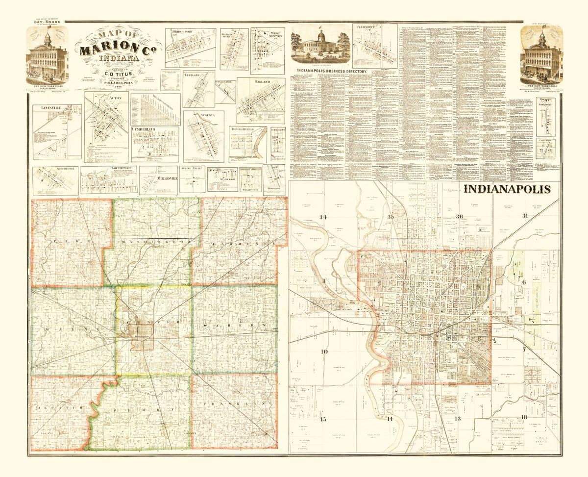 Preview of Vintage Map of Marion County, Indiana 1866