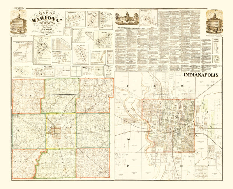 Size comparison using Vintage Map of Marion County, Indiana 1866